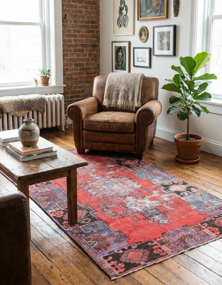 Detail image of 4' x 7' 6  Hand Knotted Ultra Vintage Persian Wool Rug