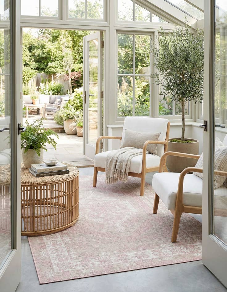 Detail image of  5' 3 x 8'  Washable Traditional Indoor / Outdoor Rug