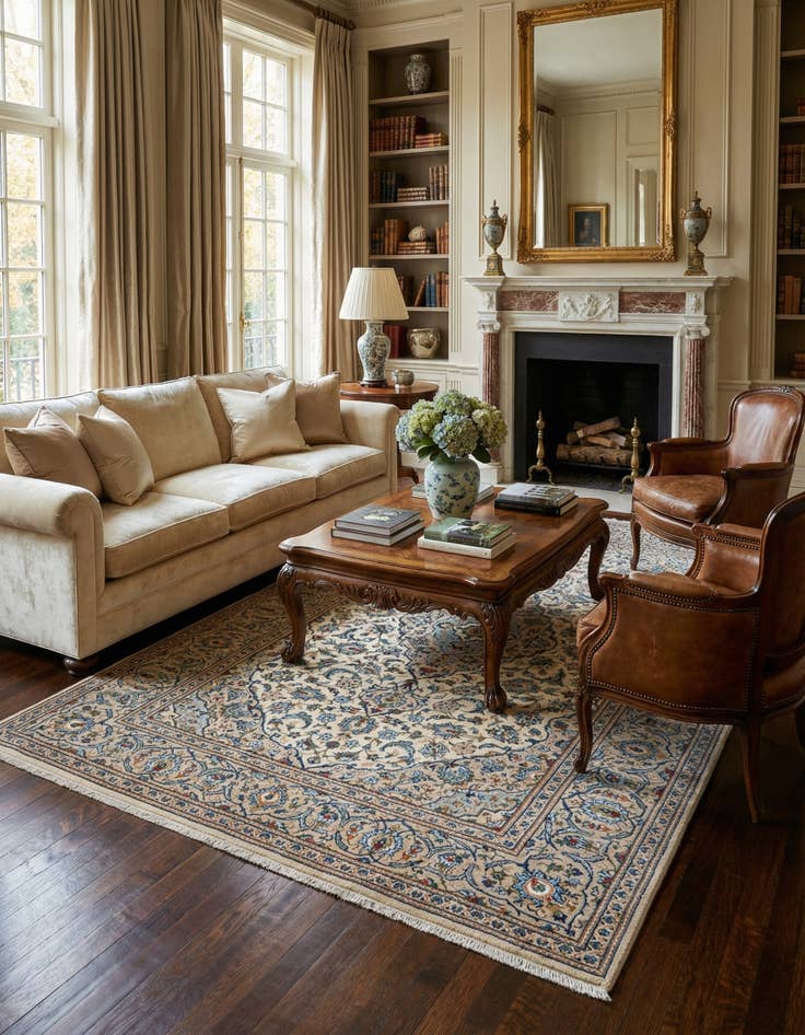 Detail image of 6' 5 x 9' 11 Kashan Wool Rug