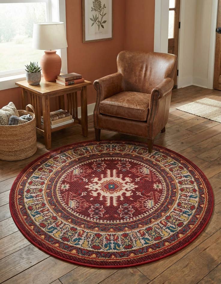 Detail image of 4' x 4'  Washable Baja Indoor / Outdoor Round Rug