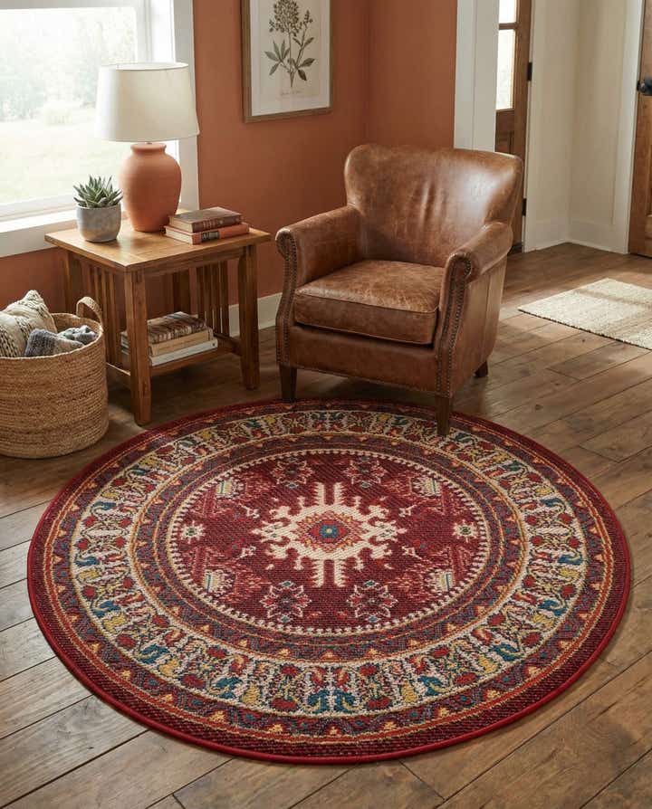 4' x 4' Easy-Clean Baja Indoor / Outdoor Round Rug