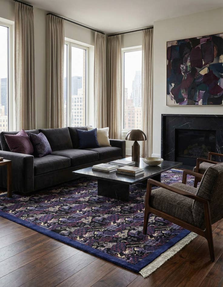 Detail image of 7' 6 x 8'  Hand Knotted Tibet Wool Square Rug