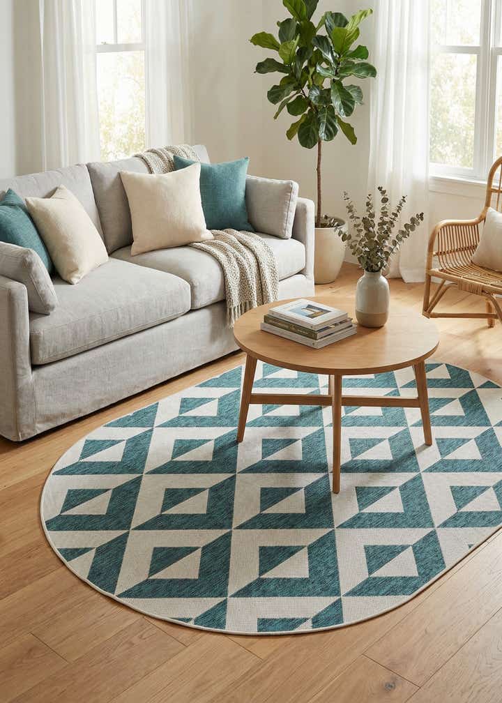 5' 3 x 8' Easy-Clean Jill Zarin Napa Indoor / Outdoor Oval Rug
