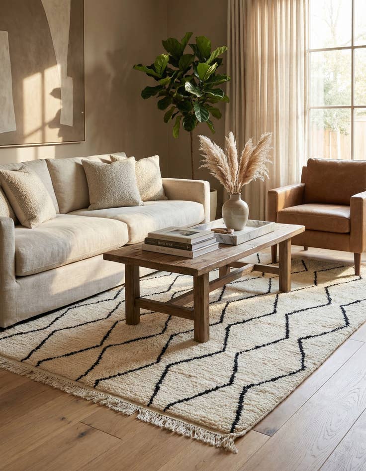 Detail image of 4' 9 x 8'  Hand Knotted Moroccan Wool Rug