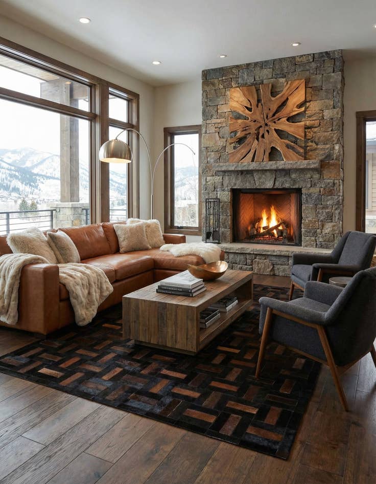 Detail image of  5' 3 x 8' Cowhide - Patchwork Rug