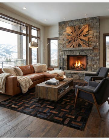5' 3 x 8' Cowhide - Patchwork Rug