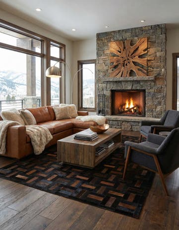 5' 3 x 8' Cowhide - Patchwork Rug