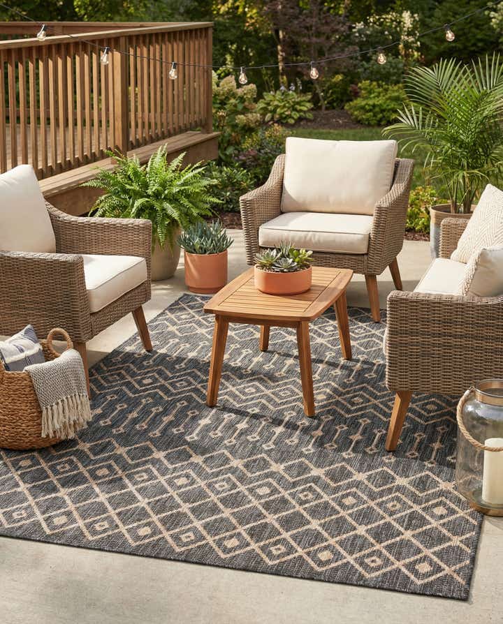 6' x 9' Easy-Clean Lattice Indoor / Outdoor Rug