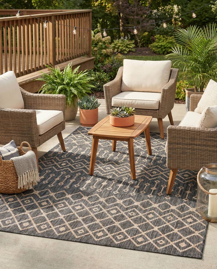 Detail image of 6' x 9' Easy-Clean Lattice Indoor / Outdoor Rug