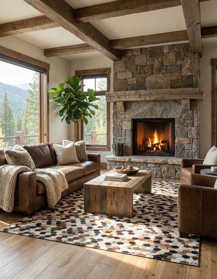 Detail image of 5' 1 x 7' 10 Cowhide Leather Rug