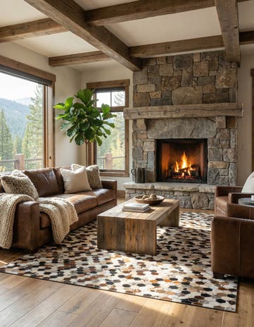 5' 1 x 7' 10 Cowhide Leather Rug