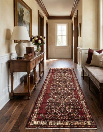 3' 4 x 10' Hand Knotted Hamedan Persian Wool Runner Rug
