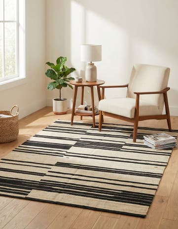 4' 4 x 5' 7 Hand Woven Kilim Modern Wool Rug