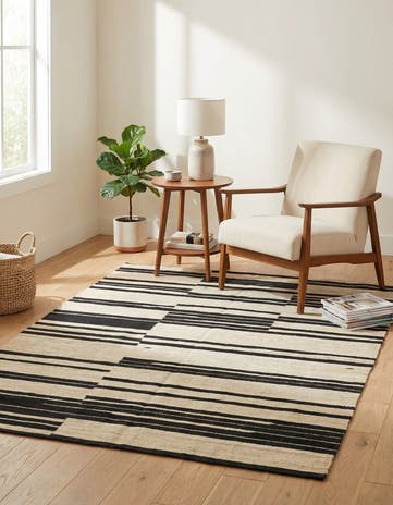 4' 4 x 5' 7 Hand Woven Kilim Modern Wool Rug