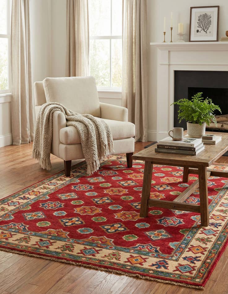 Detail image of 3' 6 x 5'  Hand Knotted Kazak Rug