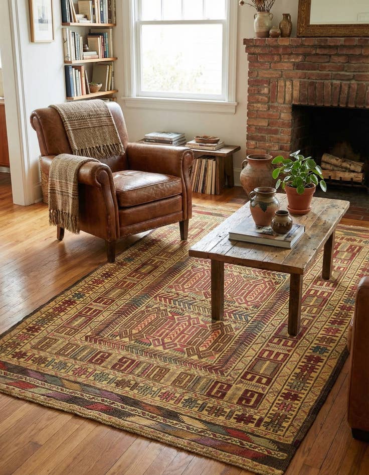 Detail image of 3' 11 x 6' 8  Hand Knotted Sumak Wool Rug