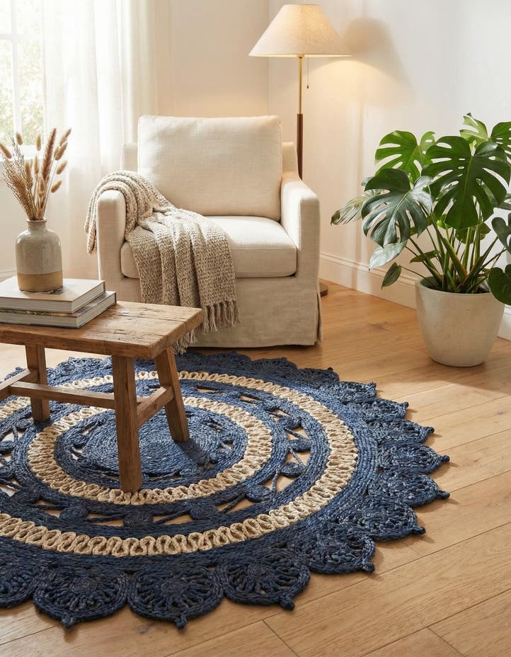 4' 1 x 4' 1 Handmade Braided Jute Round Rug