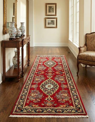 2' 7 x 6' 10 Hand Knotted Qom Persian Runner Rug