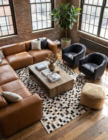 5' x 7' 10 Cowhide Leather Rug