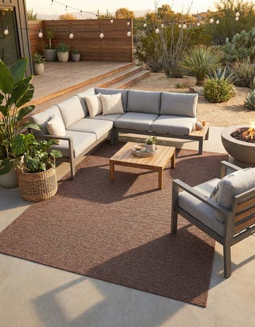Brown Easy-Clean Modern Indoor / Outdoor Rug