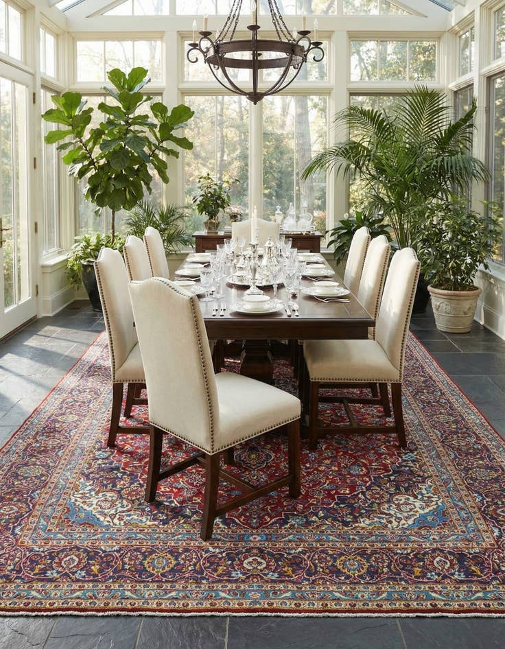 Detail image of  9' 7 x 13' 4  Hand Knotted Kashan Persian Wool Rug