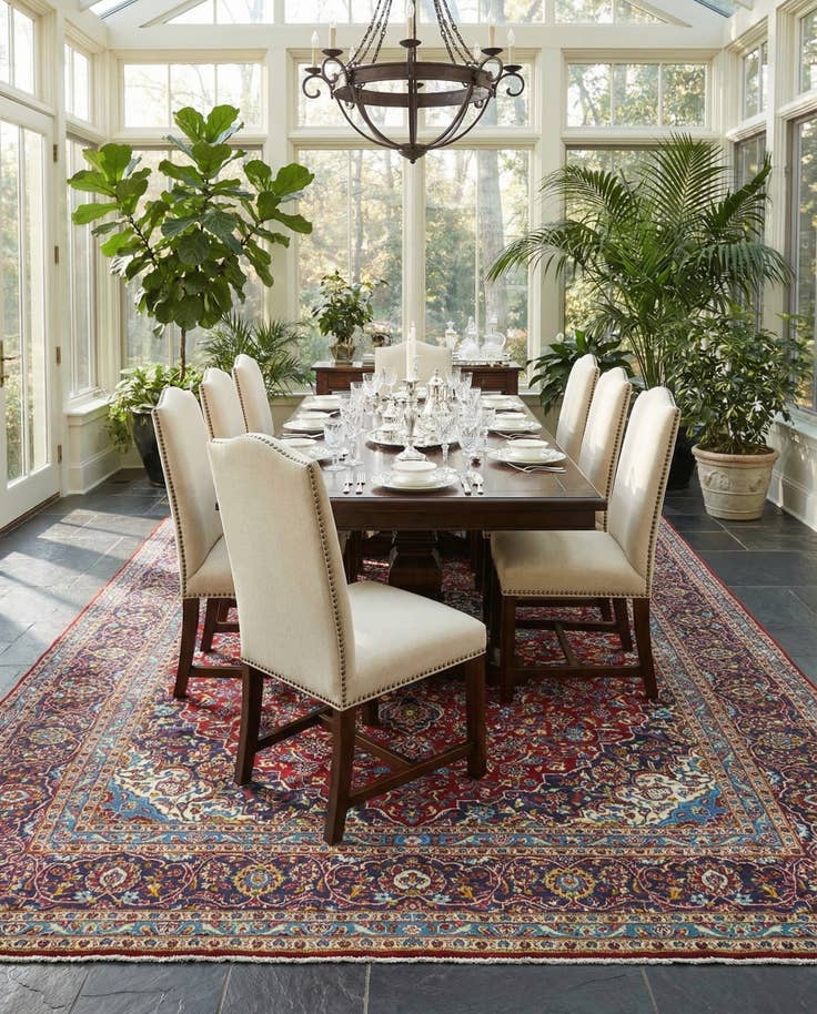 Detail image of 9' 7 x 13' 4 Hand Knotted Kashan Persian Wool Rug