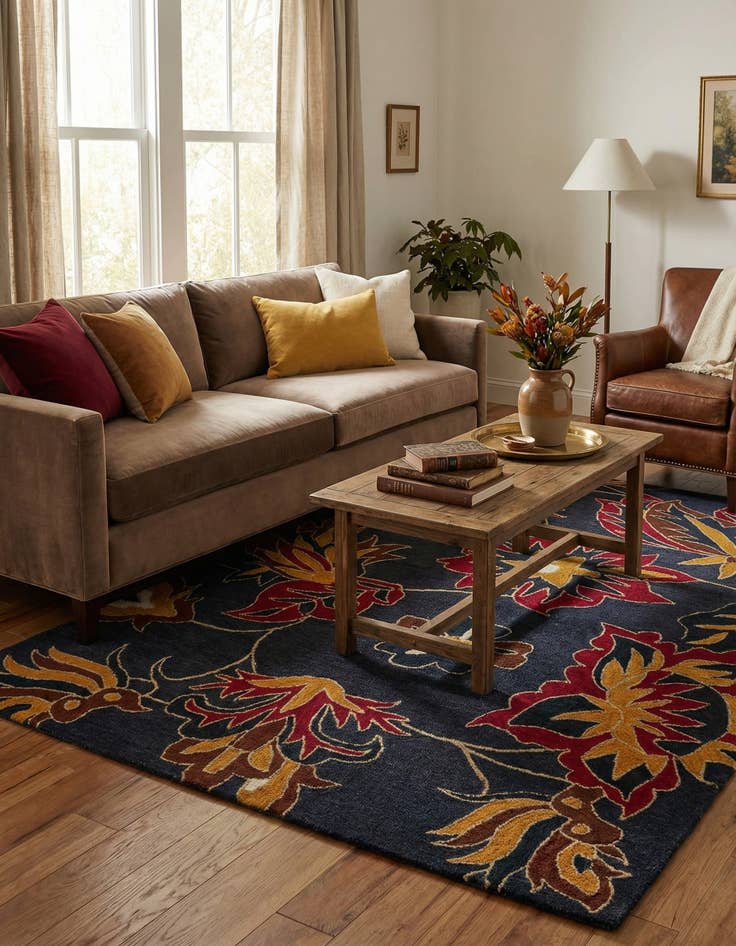 Detail image of 5' x 7' 10 Agra Wool Rug