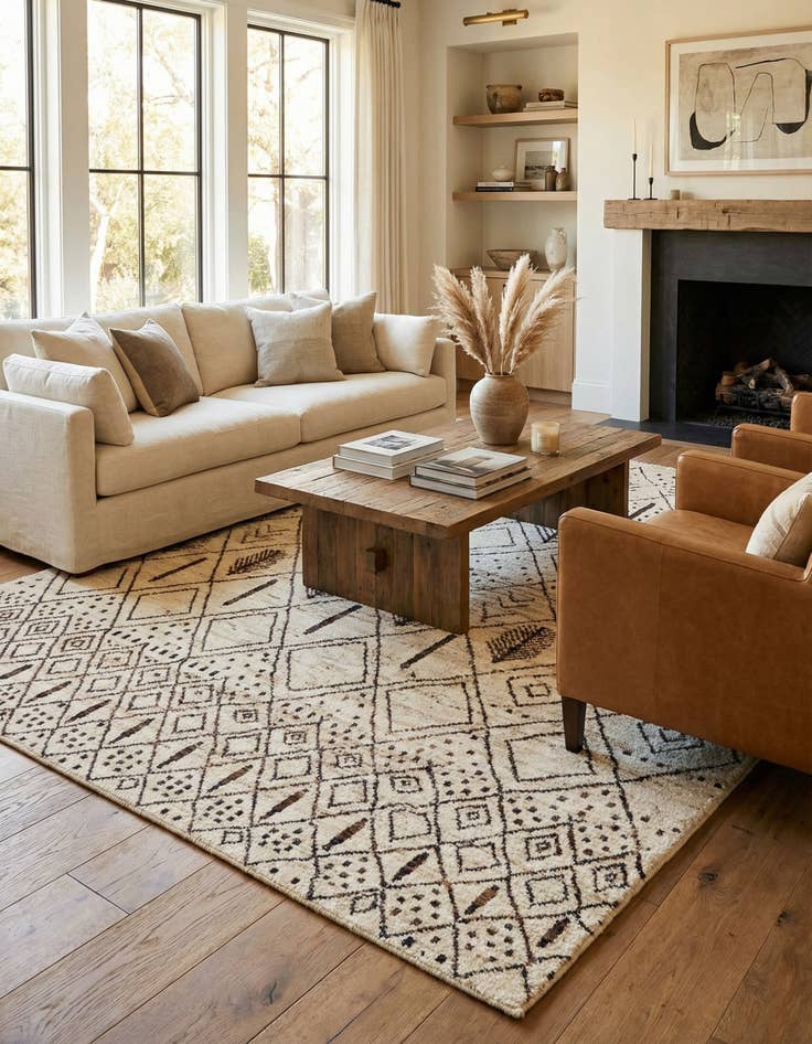 Detail image of  8' 6 x 9' 5  Hand Knotted Moroccan Wool Rug