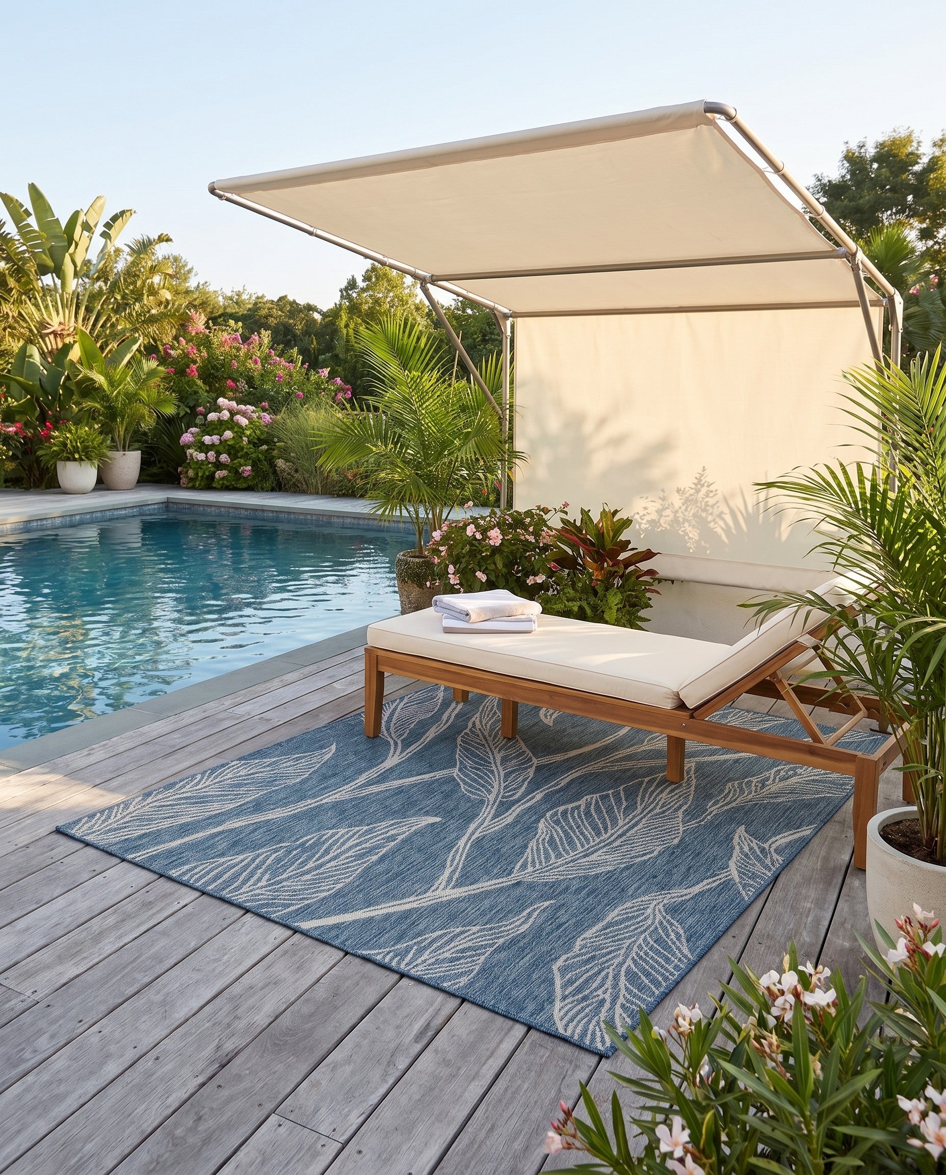 5' 3 x 8' Easy-Clean Botanical Indoor / Outdoor Rug