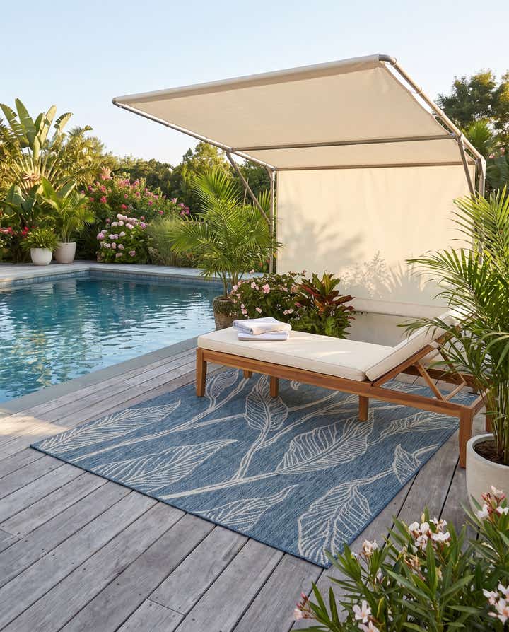 5' 3 x 8' Easy-Clean Botanical Indoor / Outdoor Rug