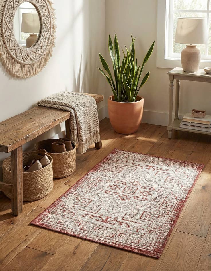 Detail image of 2' x 3'  Washable Aztec Indoor / Outdoor Rug