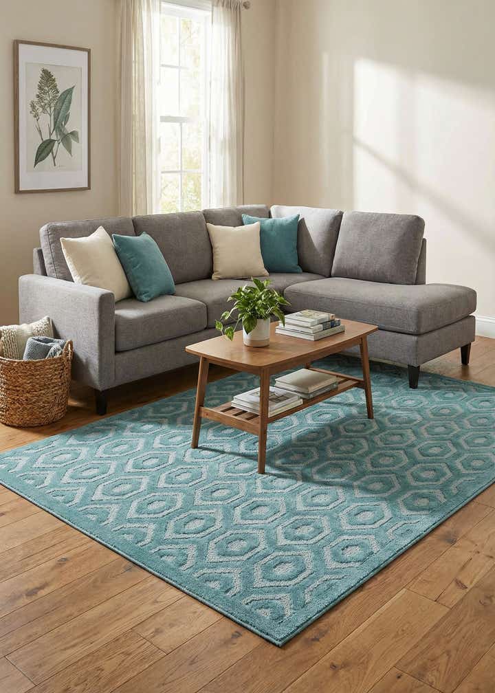 5' 3 x 8' Easy-Clean Trellis Textured Indoor / Outdoor Rug