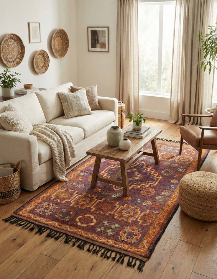 Detail image of  5' 5 x 10' 10  Hand Knotted Moroccan Wool Runner Rug