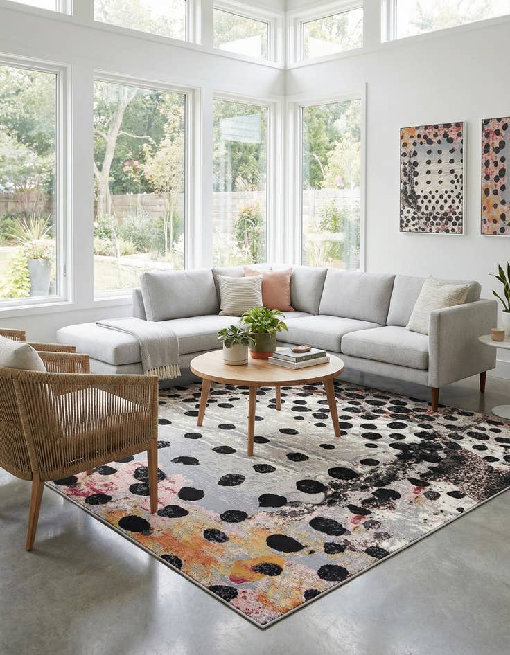 Detail image of  10' x 10'  Washable Modern Indoor / Outdoor Square Rug