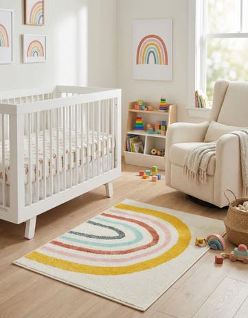 Ivory Rainbow Whimsy Kids Rug