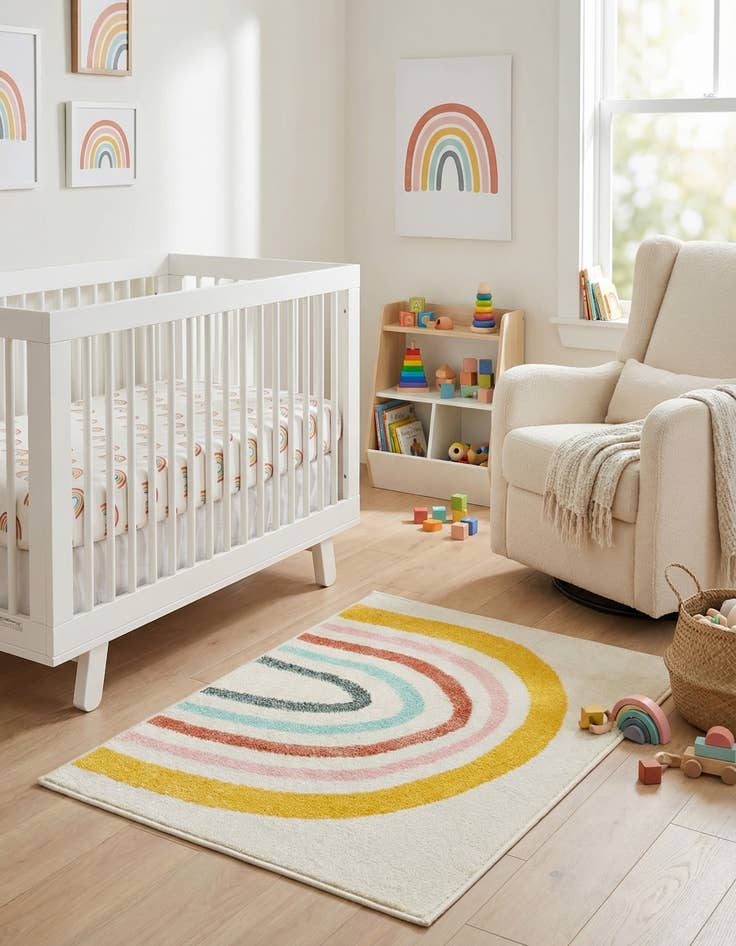 Detail image of 2' 2 x 3' Rainbow Whimsy Kids Rug