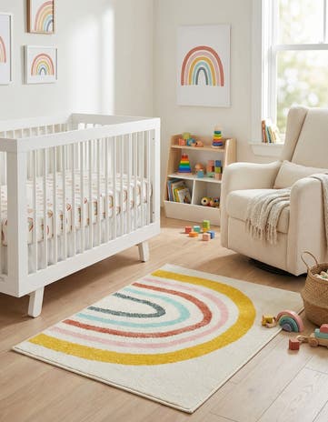 Ivory Rainbow Whimsy Kids Rug