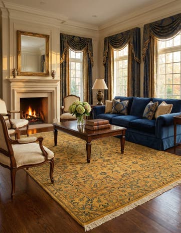 6' 3 x 9' 3 Hand Knotted Kashan Persian Wool Rug