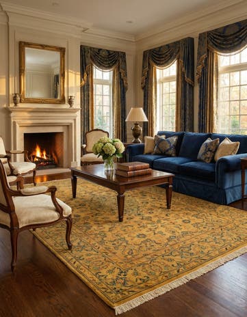 6' 3 x 9' 3 Hand Knotted Kashan Persian Wool Rug