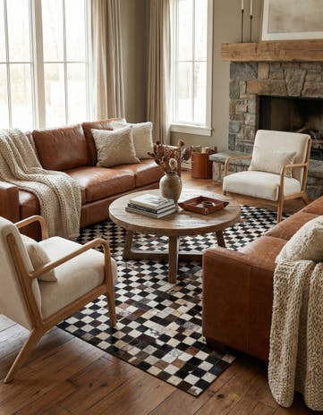 5' 1 x 8' 2 Cowhide Leather Rug