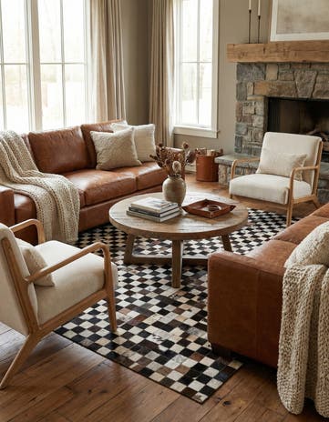 5' 1 x 8' 2 Cowhide Leather Rug