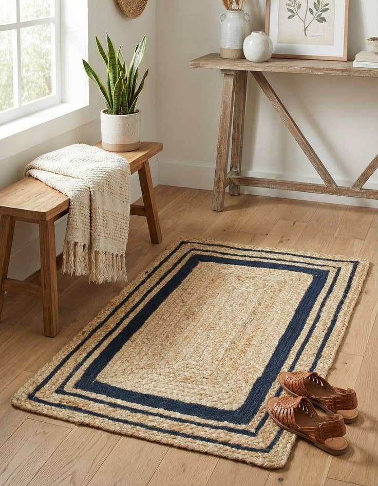 Detail image of 2' x 3' 1  Hand Braided Jute Rug