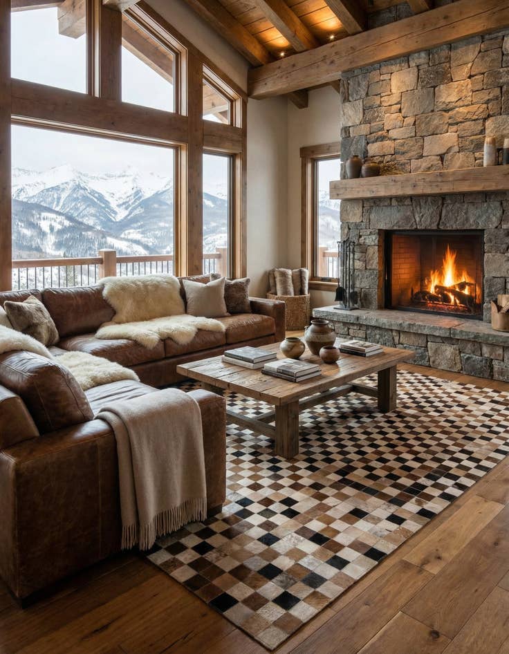 Detail image of  8' x 9' 10 Cowhide Leather Rug