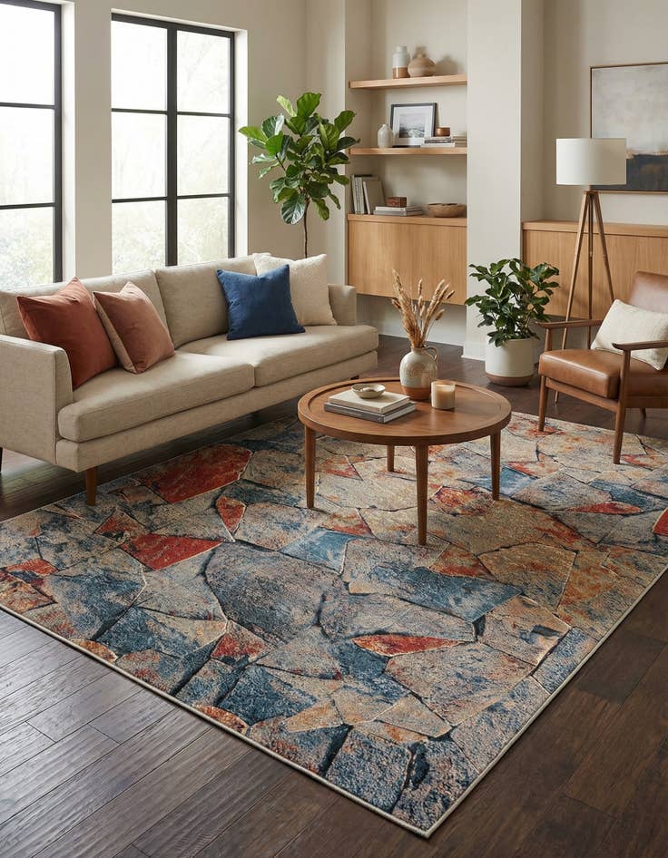 Detail image of 9' x 12'  Washable Modern Indoor / Outdoor Rug