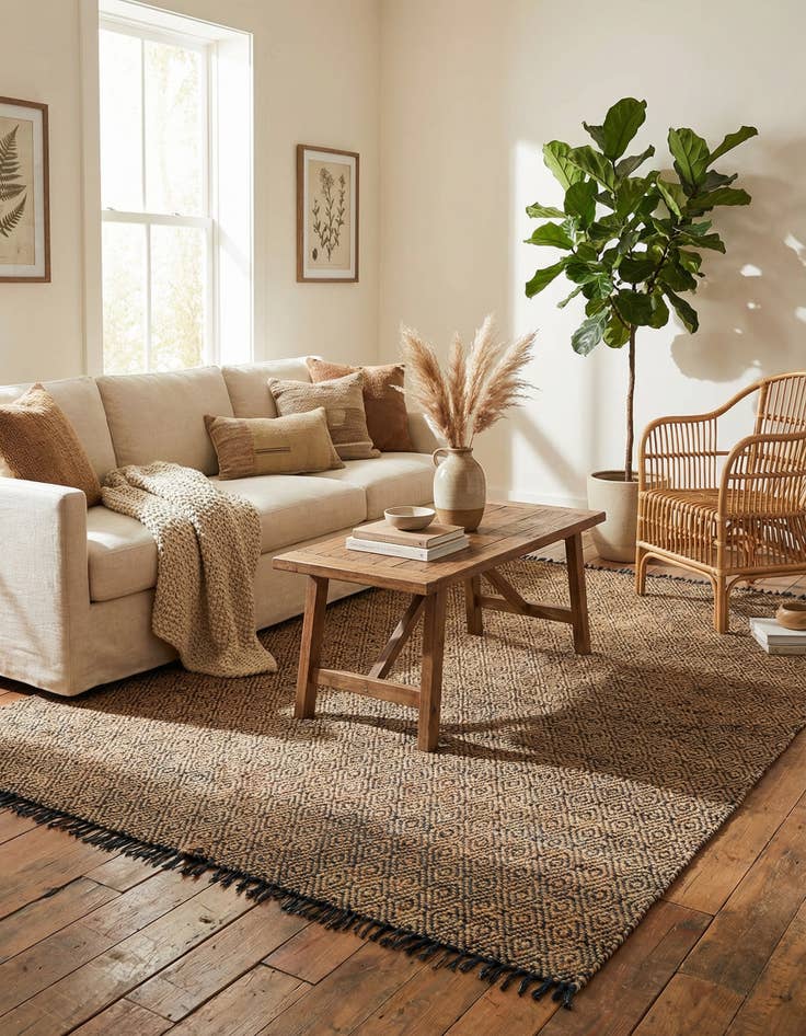 Detail image of 10' x 14' 1  Hand Woven Braided Jute Rug