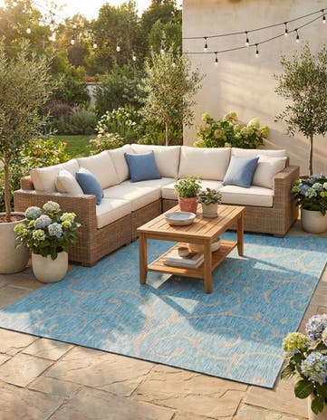 9' x 12' Easy-Clean Botanical Indoor / Outdoor Rug