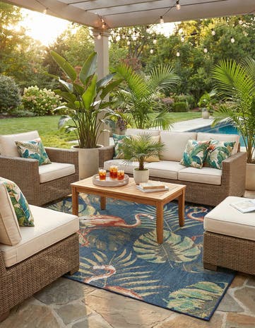 7' 10 x 7' 10 Easy-Clean Baja Indoor / Outdoor Square Rug