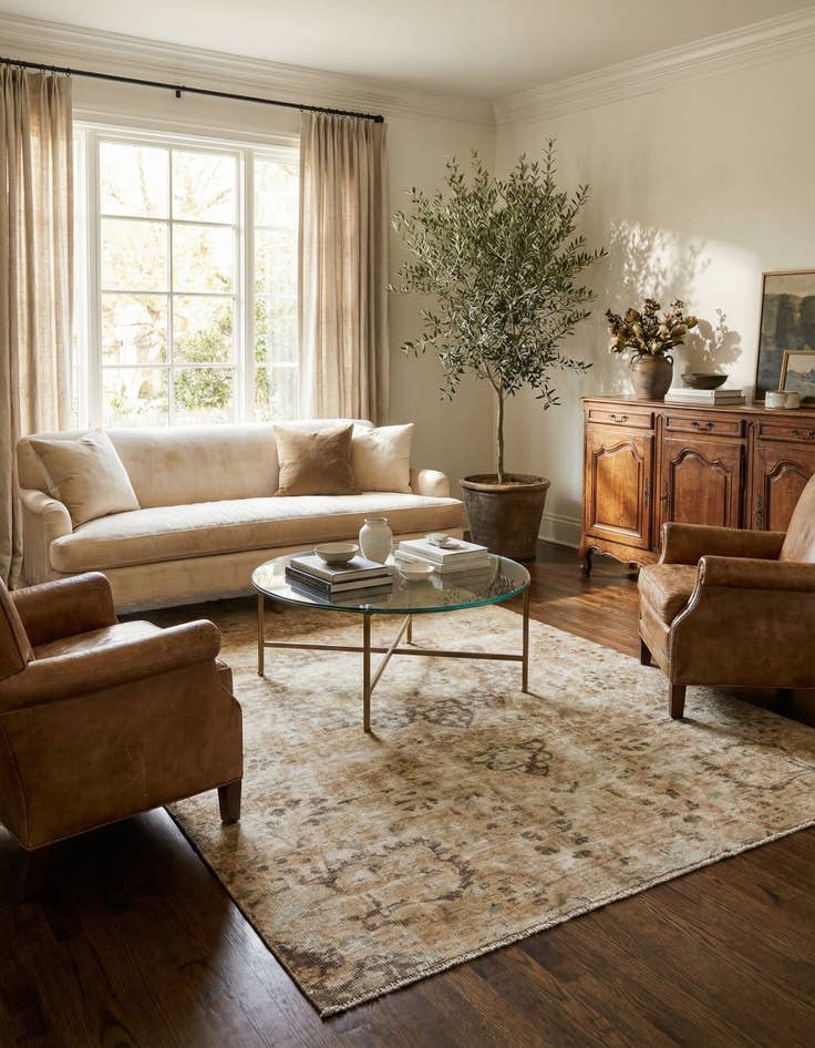 Detail image of 4' 6 x 7' 6  Hand Knotted Ultra Vintage Persian Wool Rug