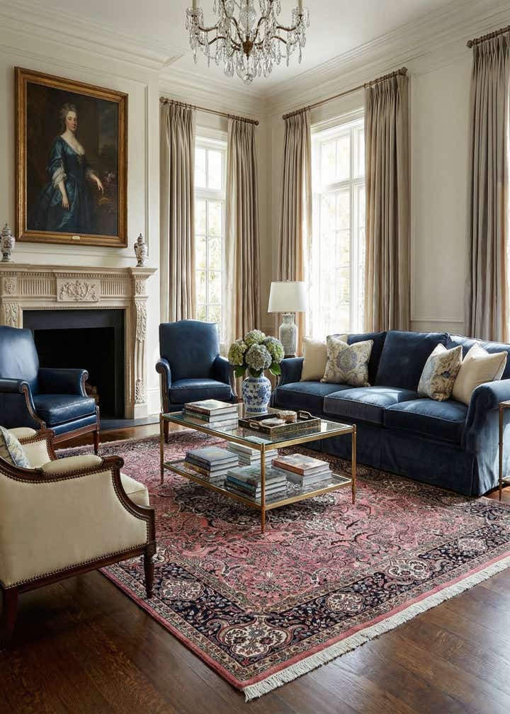 6' 6 x 8' 1 Hand Knotted Isfahan Oriental Wool Rug