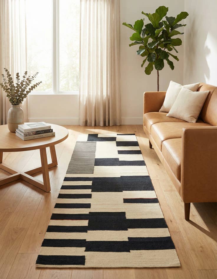 Detail image of 2' 8 x 8' 2  Hand Woven Kilim Modern Wool Runner Rug